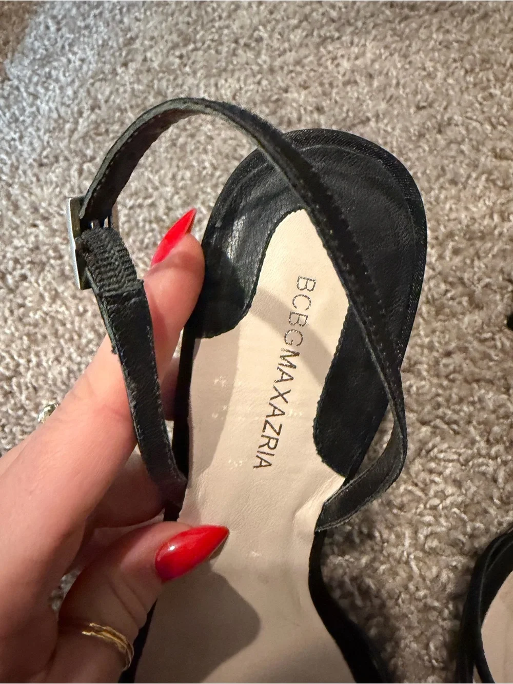 BCBGMaxAzria Black Slingback Heels with Crystal Toe Straps